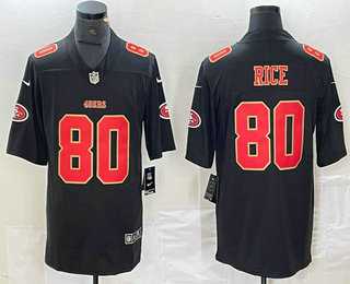 Mens San Francisco 49ers #80 Jerry Rice Black Red Fashion Vapor Limited Stitched Jersey